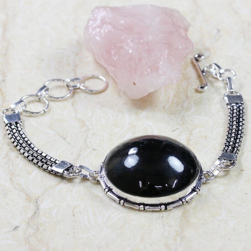 Black Onyx 925 Silver Bracelet